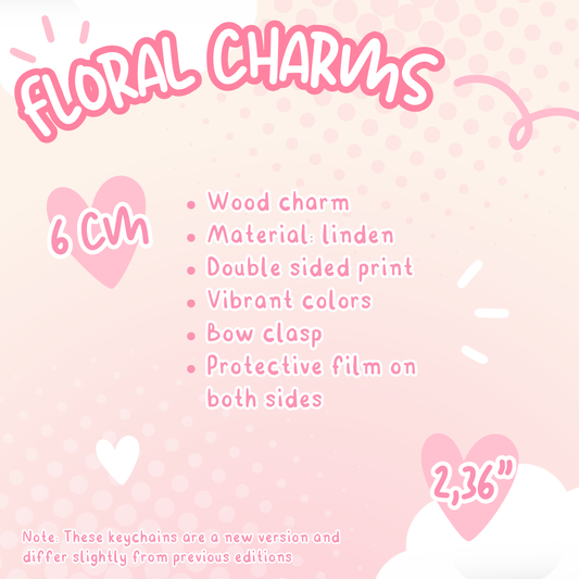 Floral - Wood Charms (Made to order)