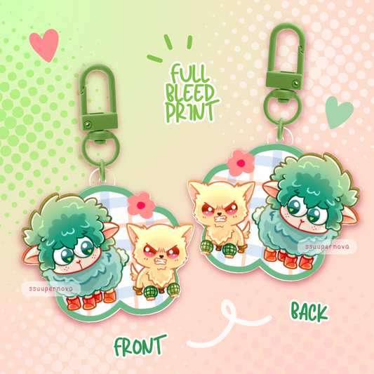 Dekusheep & Bakudog - Acrylic charms (Made to order)