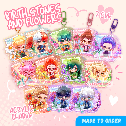 Birth stones and flowers charms (Made to order)