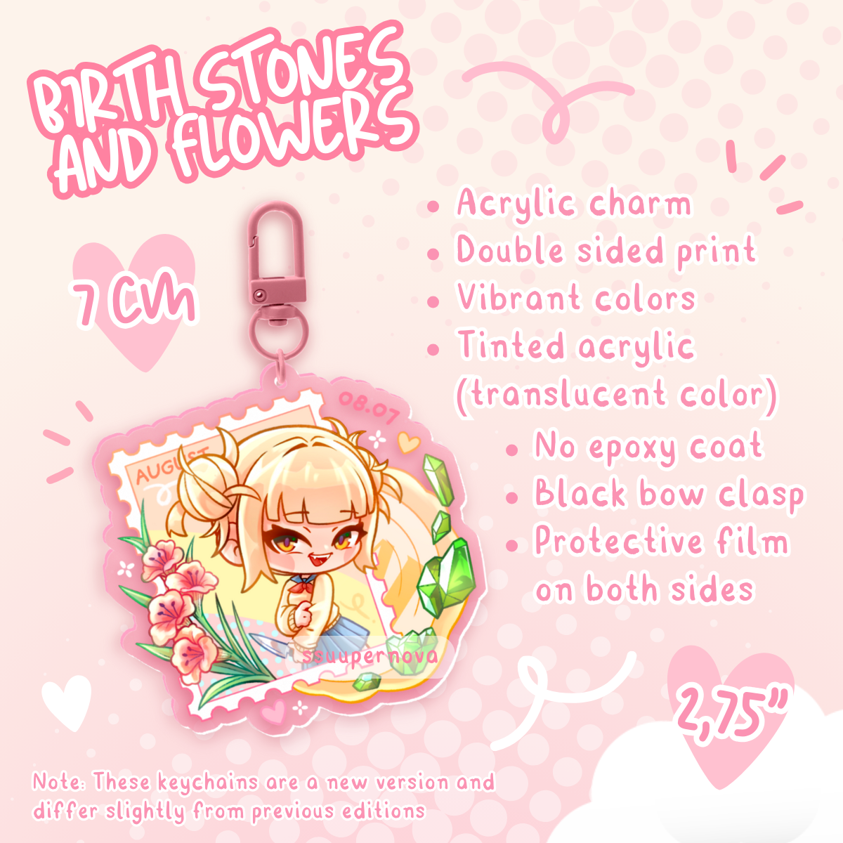 Birth stones and flowers charms (Made to order)
