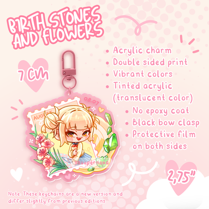 Birth stones and flowers charms (Made to order)