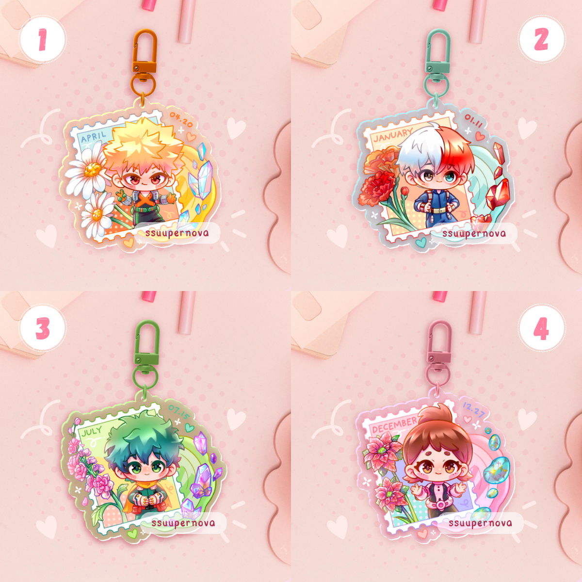 Birth stones and flowers charms (Made to order)