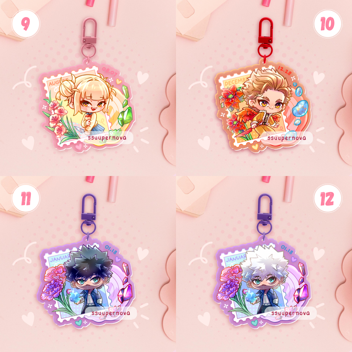 Birth stones and flowers charms (Made to order)