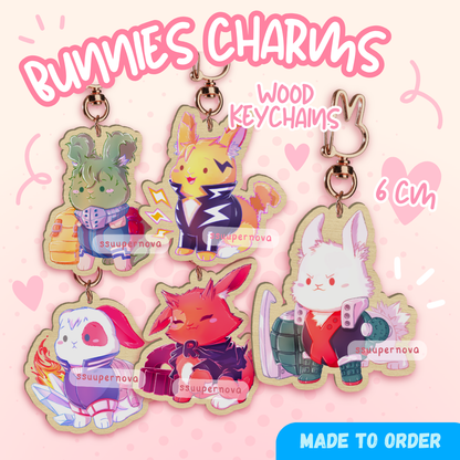 Bunnies Wood Charms (Made to order)