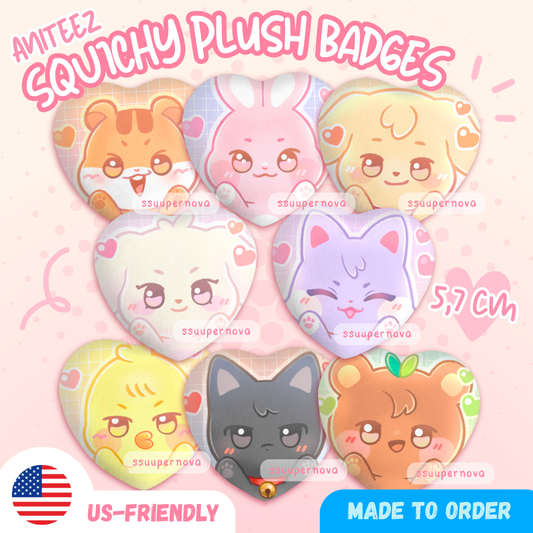 ATEEZ Squishy Heart Badges (Made to order)