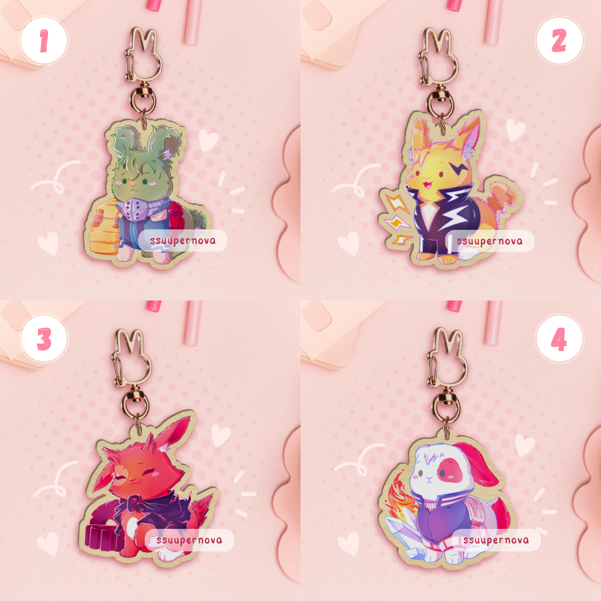 Bunnies Wood Charms (Made to order)