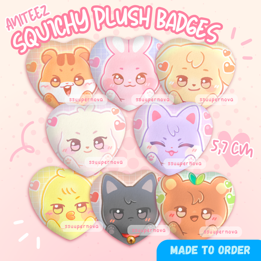 ATEEZ Squishy Heart Badges (Made to order)