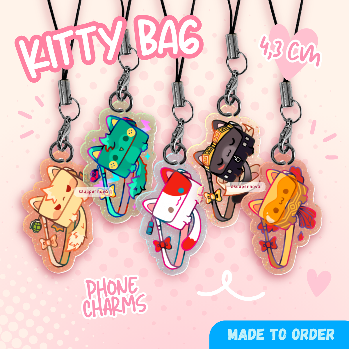 Kitty Bag - Phone Charms (Made to order)