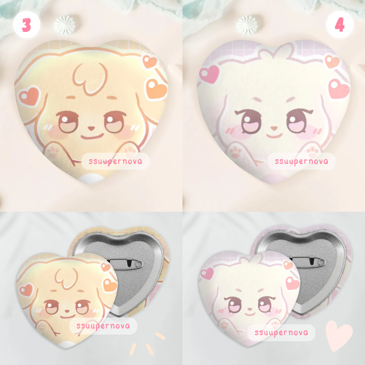 ATEEZ Squishy Heart Badges (Made to order)
