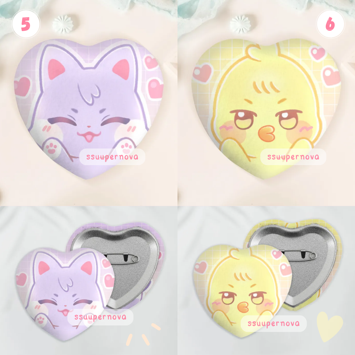 ATEEZ Squishy Heart Badges (Made to order)
