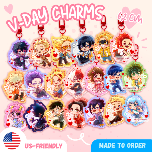 V-day - Acrylic Charms (Made to order)