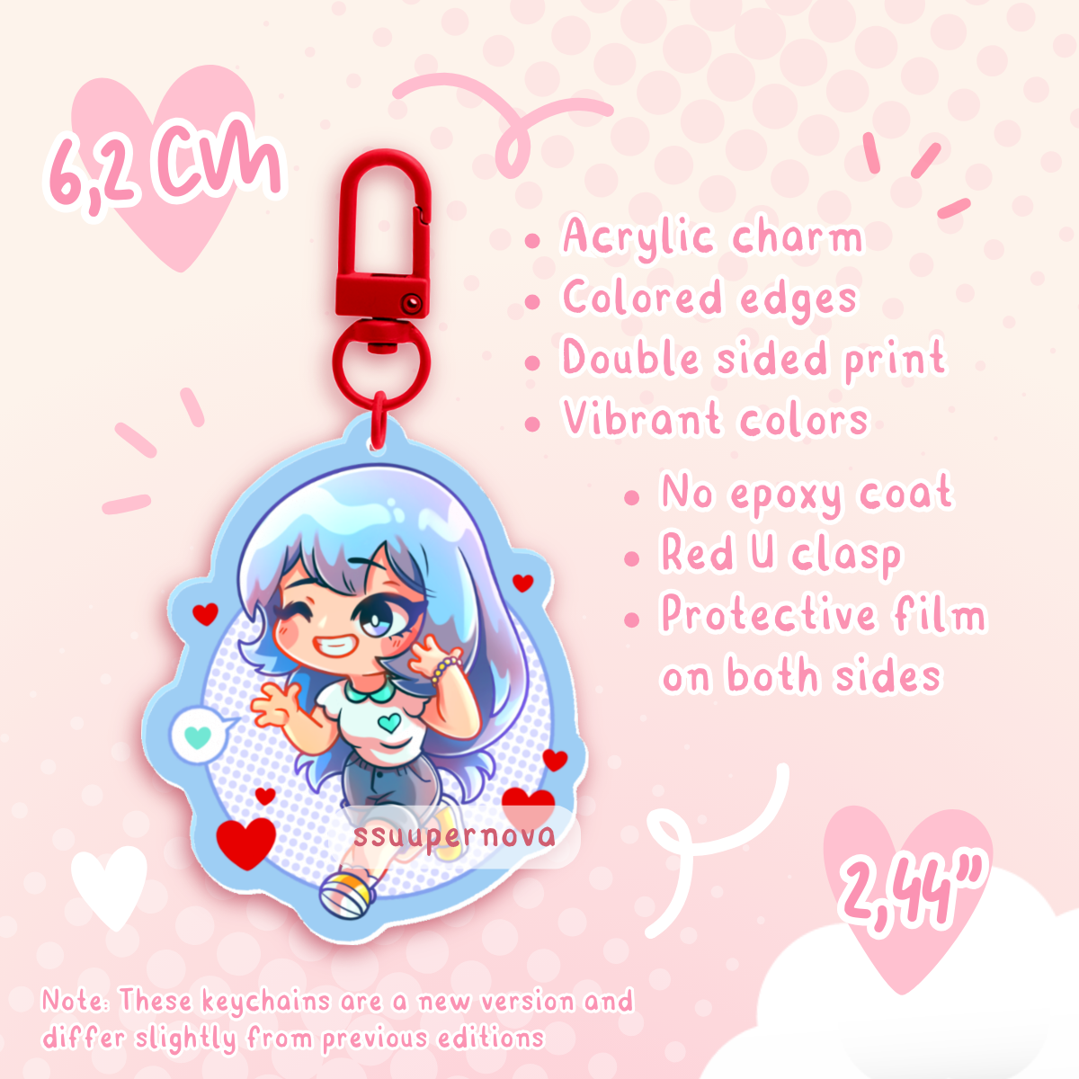 V-day - Acrylic Charms (Made to order)