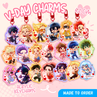 V-day - Acrylic Charms (Made to order)