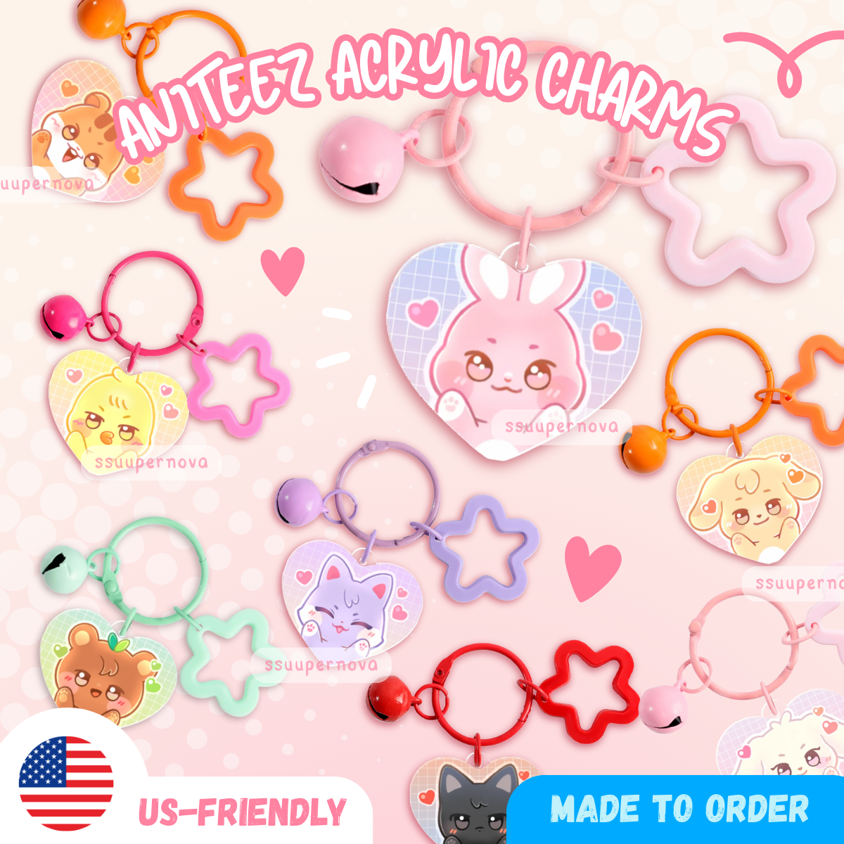 ATEEZ Heart Charms (Made to order)