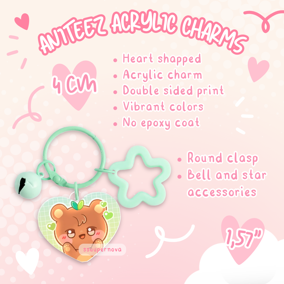 ATEEZ Heart Charms (Made to order)