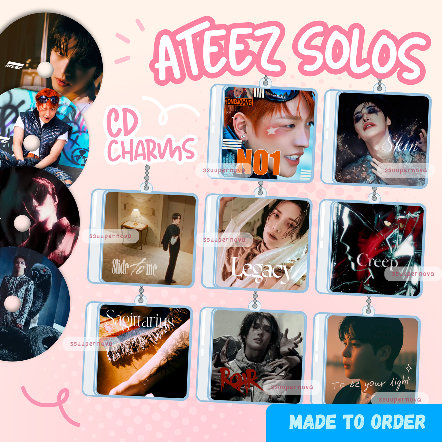 ATEEZ - Solos CD charms (Made to order)