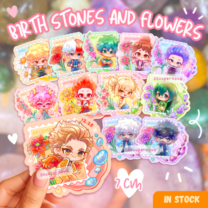 Birth stones and flowers stickers