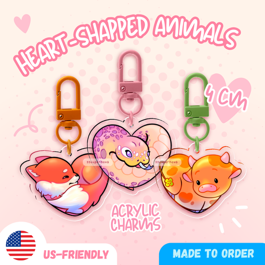 Heart-shapped Animals - Charms (Made to order)