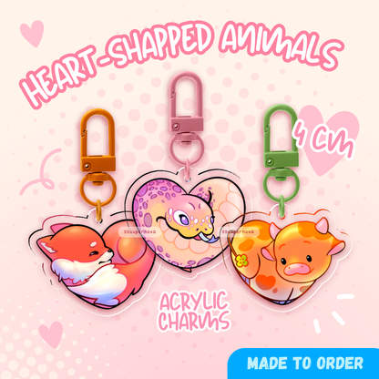 Heart-shapped Animals - Charms (Made to order)