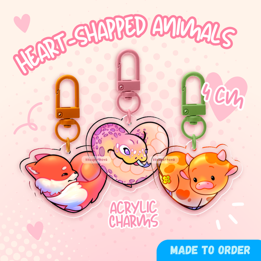 Heart-shapped Animals - Charms (Made to order)