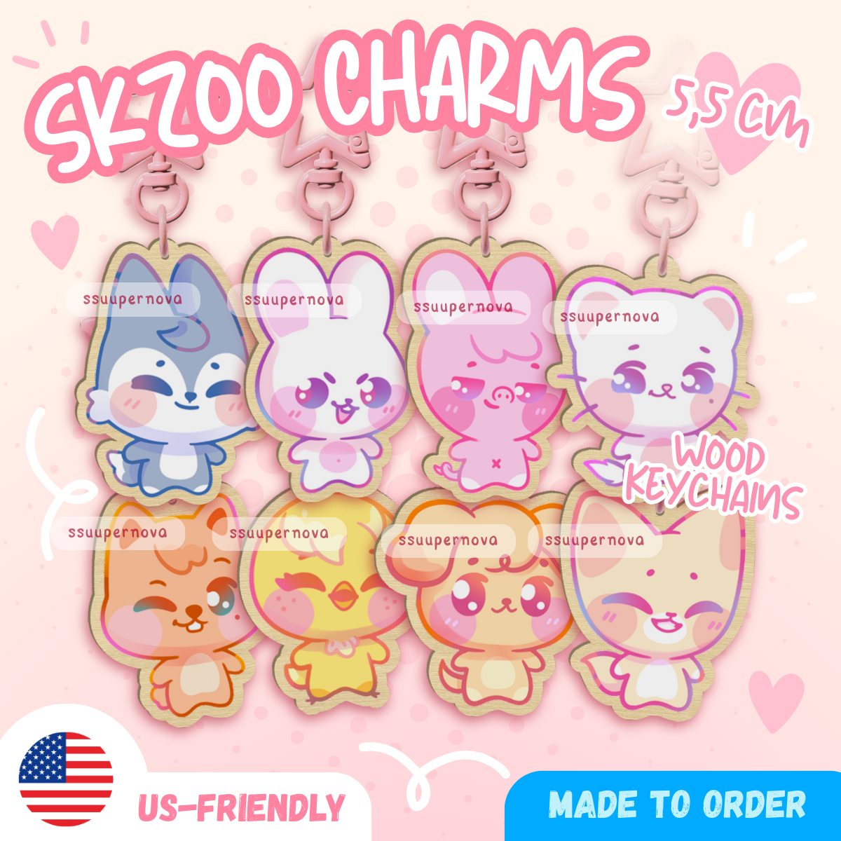 SKZOO Wood charms (Made to order)