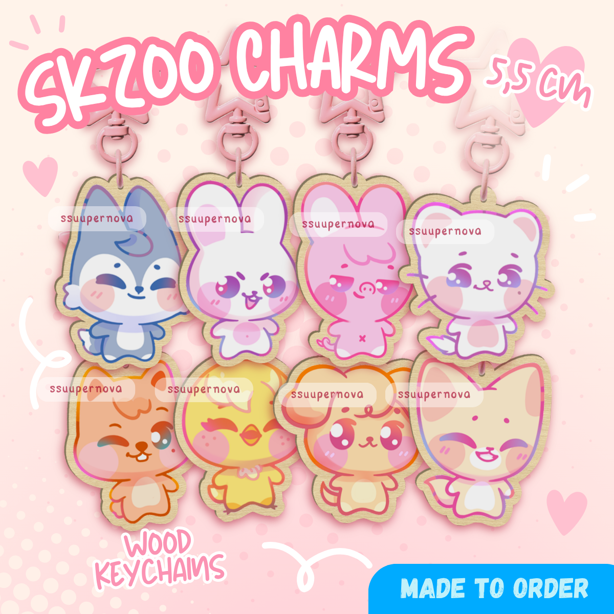 SKZOO Wood charms (Made to order)