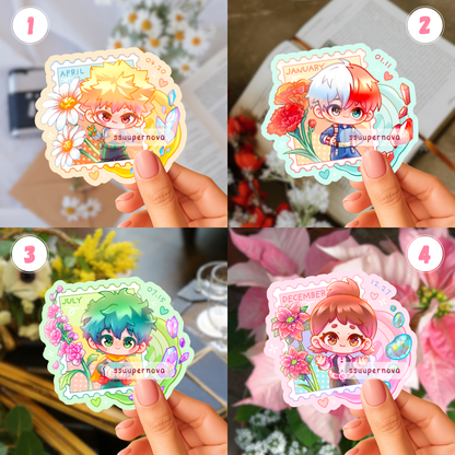 Birth stones and flowers stickers