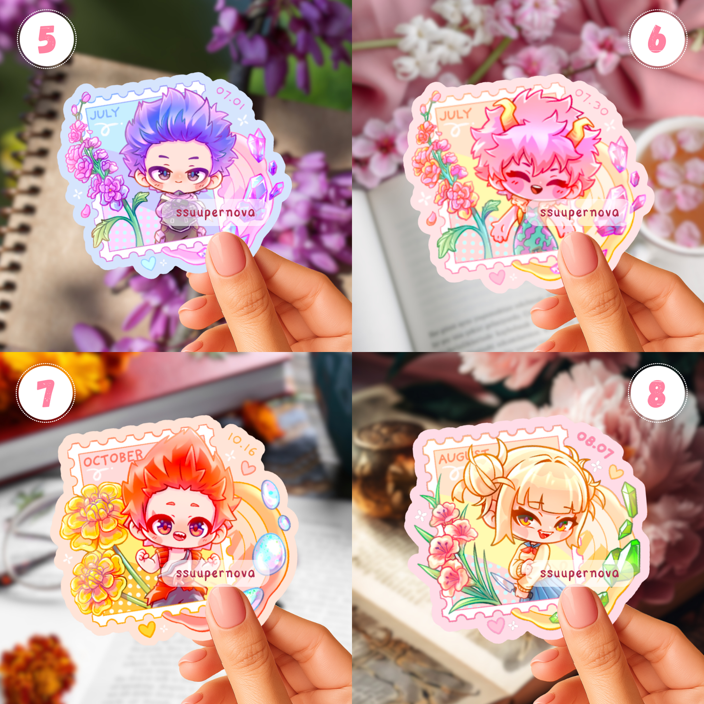 Birth stones and flowers stickers