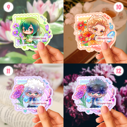 Birth stones and flowers stickers