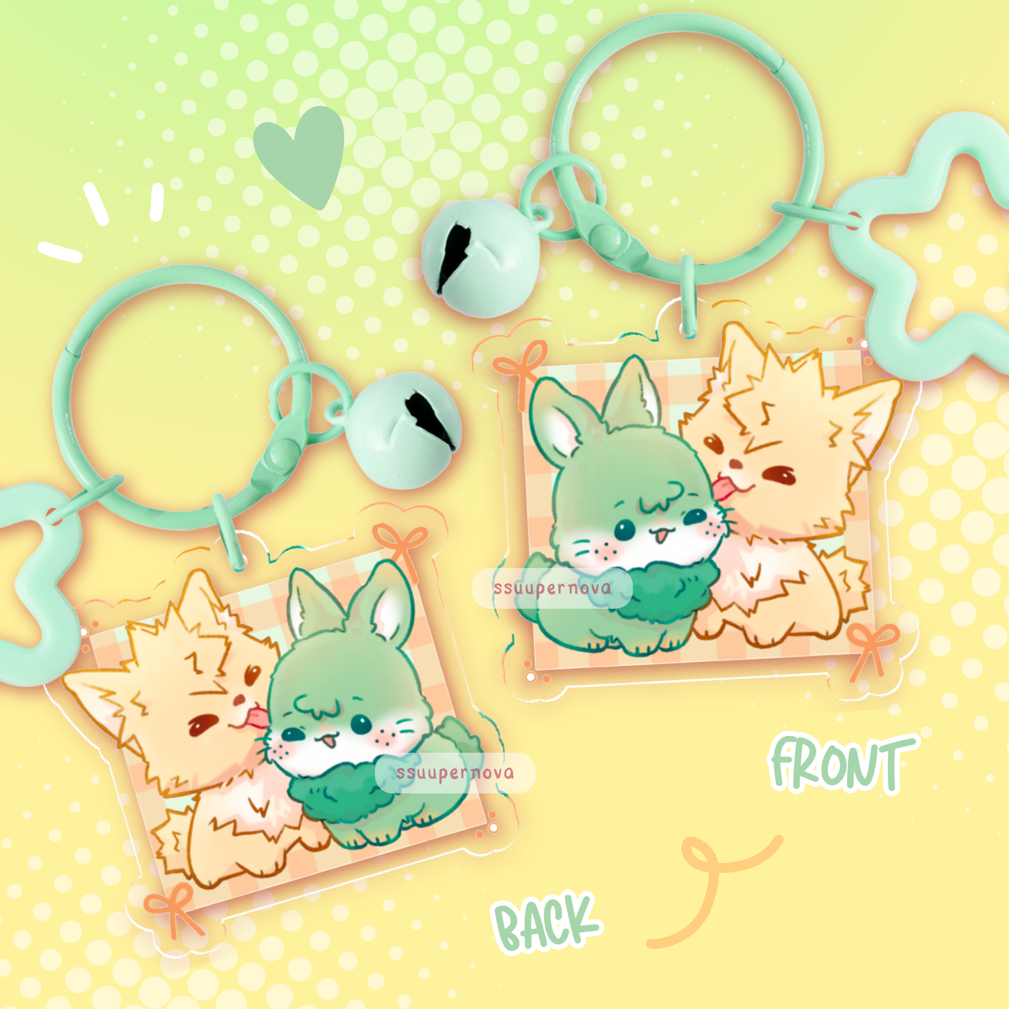 Dekubun & Bakudog - Acrylic charms (Made to order)
