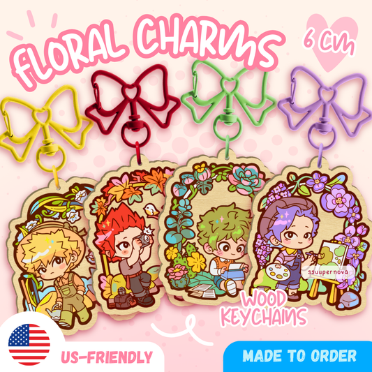 Floral - Wood Charms (Made to order)