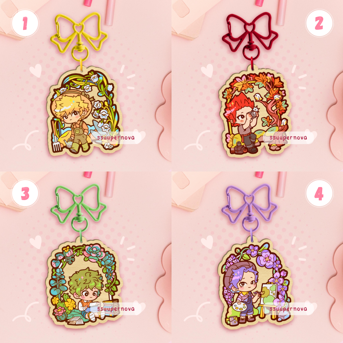Floral - Wood Charms (Made to order)