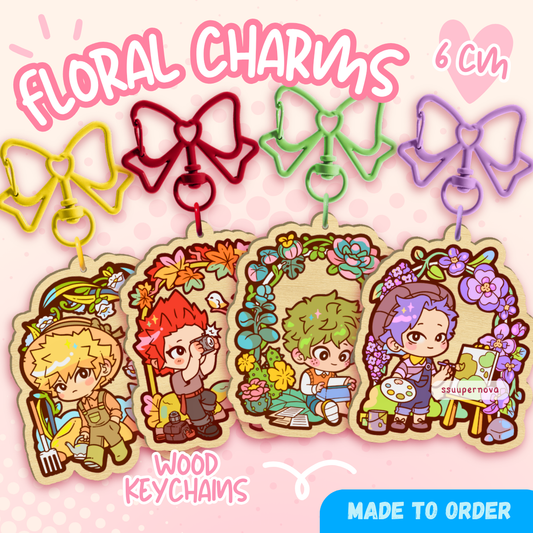 Floral - Wood Charms (Made to order)