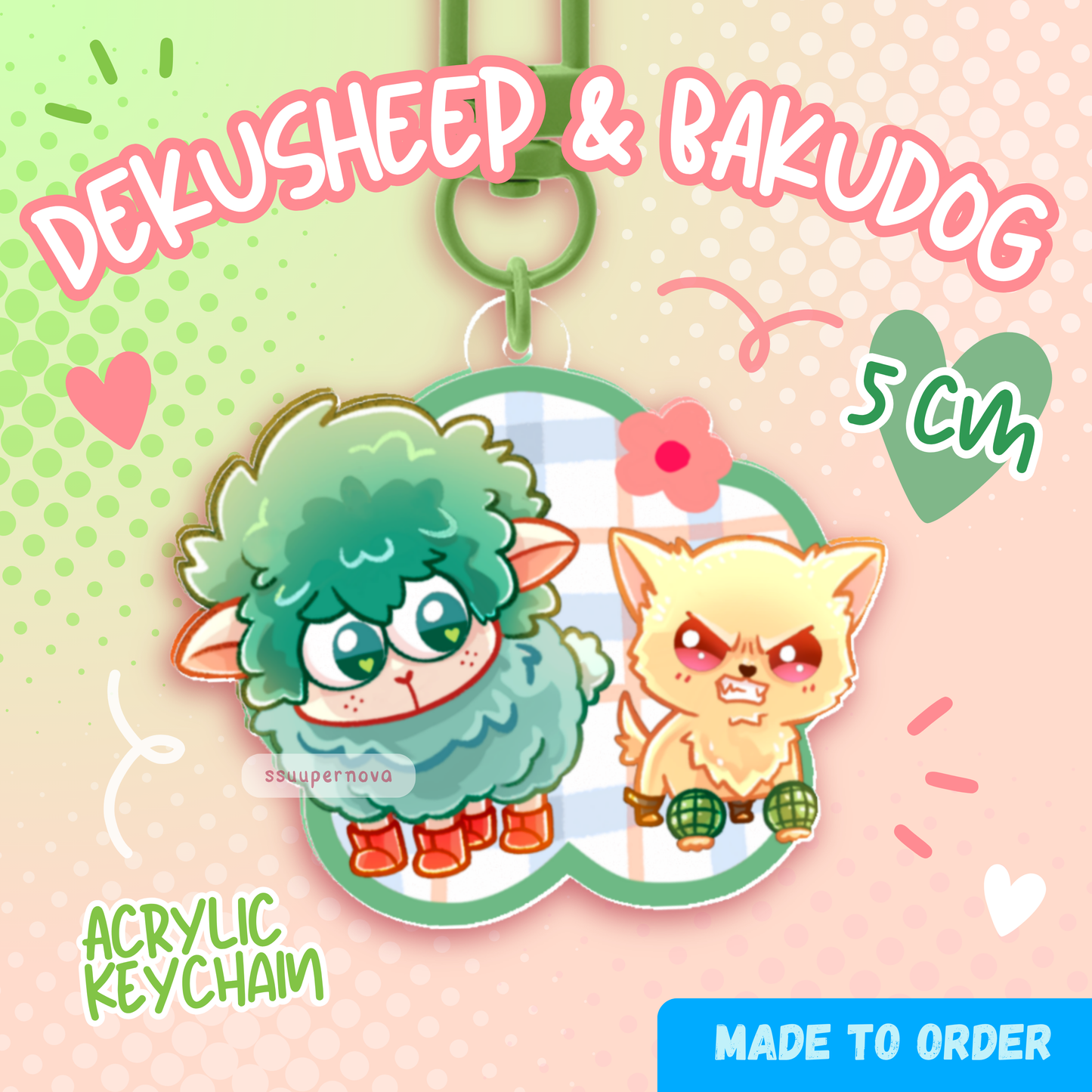 Dekusheep & Bakudog - Acrylic charms (Made to order)