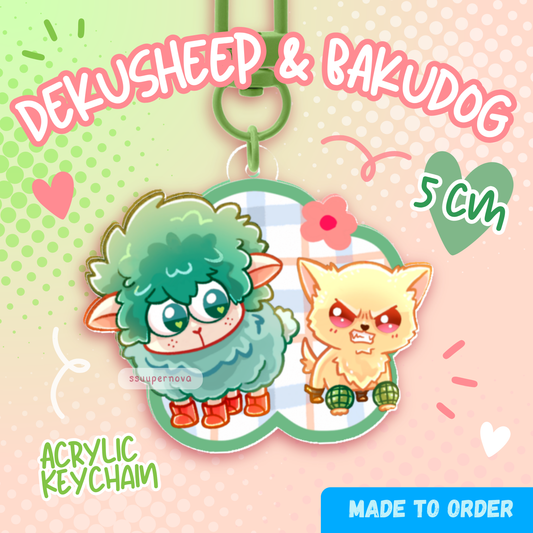 Dekusheep & Bakudog - Acrylic charms (Made to order)