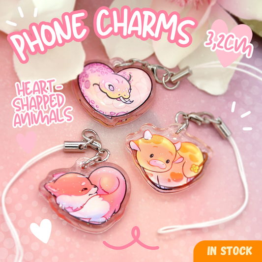 Heart-shapped animals - Phone charms