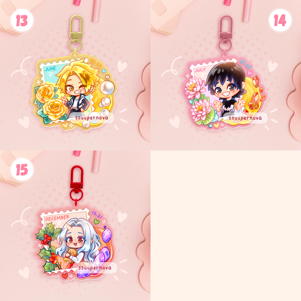 Birth stones and flowers charms (Made to order)